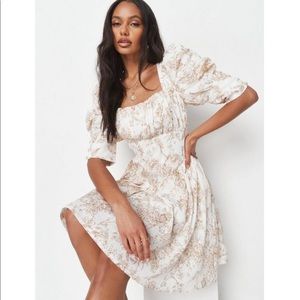 Cream Floral Dress w little dot in the back